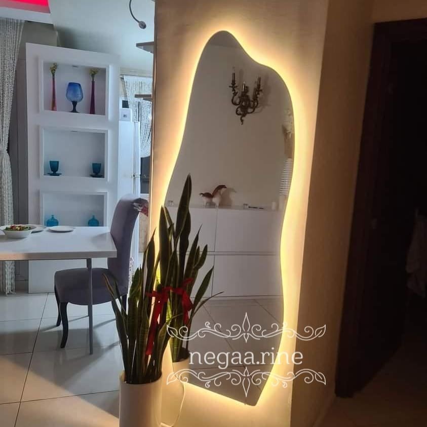 آینه قدی دفرمه دیواری بک لایت ابعاد 150/55