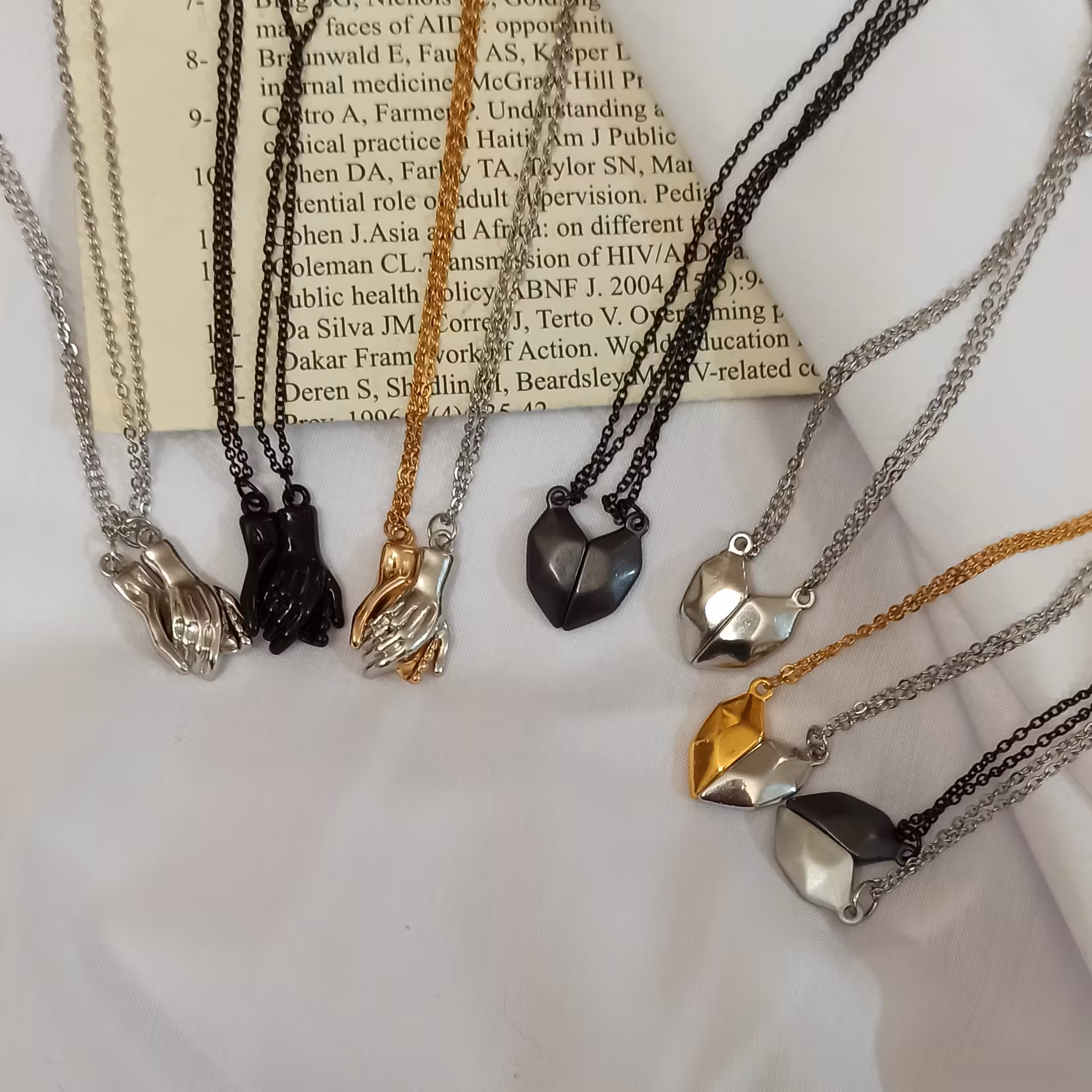 گردنبند ست مگنتی قلبی  استیل دخترانه و پسرانه