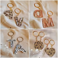 جاسوئیچی حروف انگلیسی ست زوج دخترانه گیفت و هدیه خاص طرح پوست حیوون گورخر زرافه گاو پلنگ ببر و هر طرح دیکه که بخوای