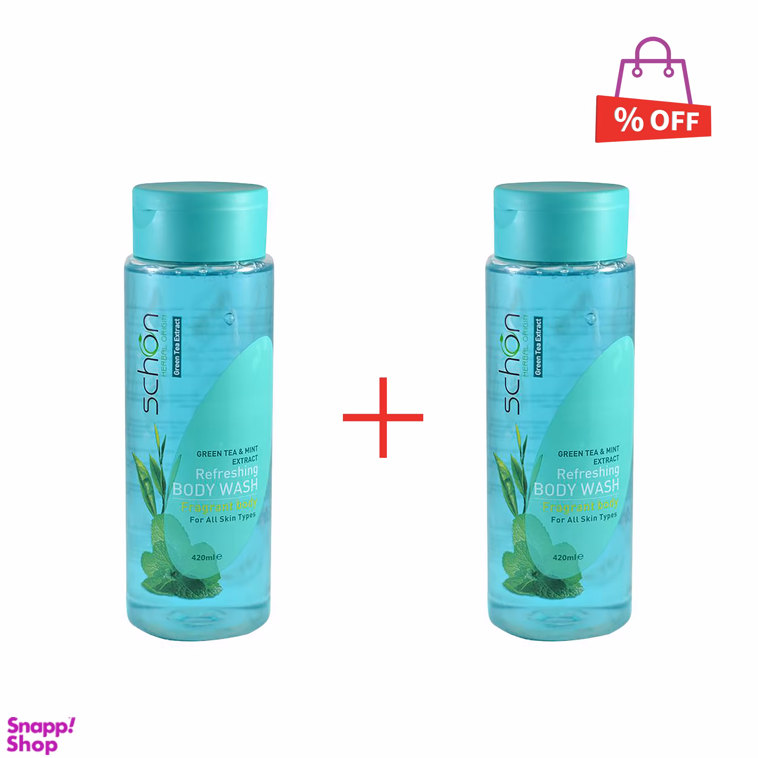 شامپو بدن شون (Schon) مدل Green TEA & MINT حجم 420 میلی‌لیتر مجموعه 2 عددی