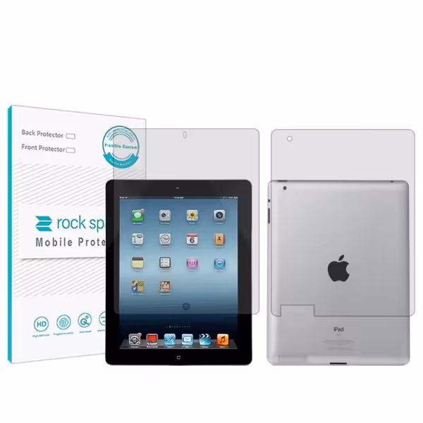 گلس صفحه نمایش و پشت تبلت اپل iPad 4 مدل نانو هیدروژل شفاف برند راک اسپیس کد LL