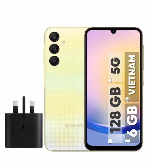 گوشی موبایل سامسونگ مدل گلکسی A25 ظرفیت 128 گیگابایت رم 6 گیگابایت به همراه شارژر سامسونگ - ویتنام