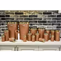 سرویس آشپزخانه کریستالی 18 پارچه (MGS ) رنگ رزگلد با درب طلایی