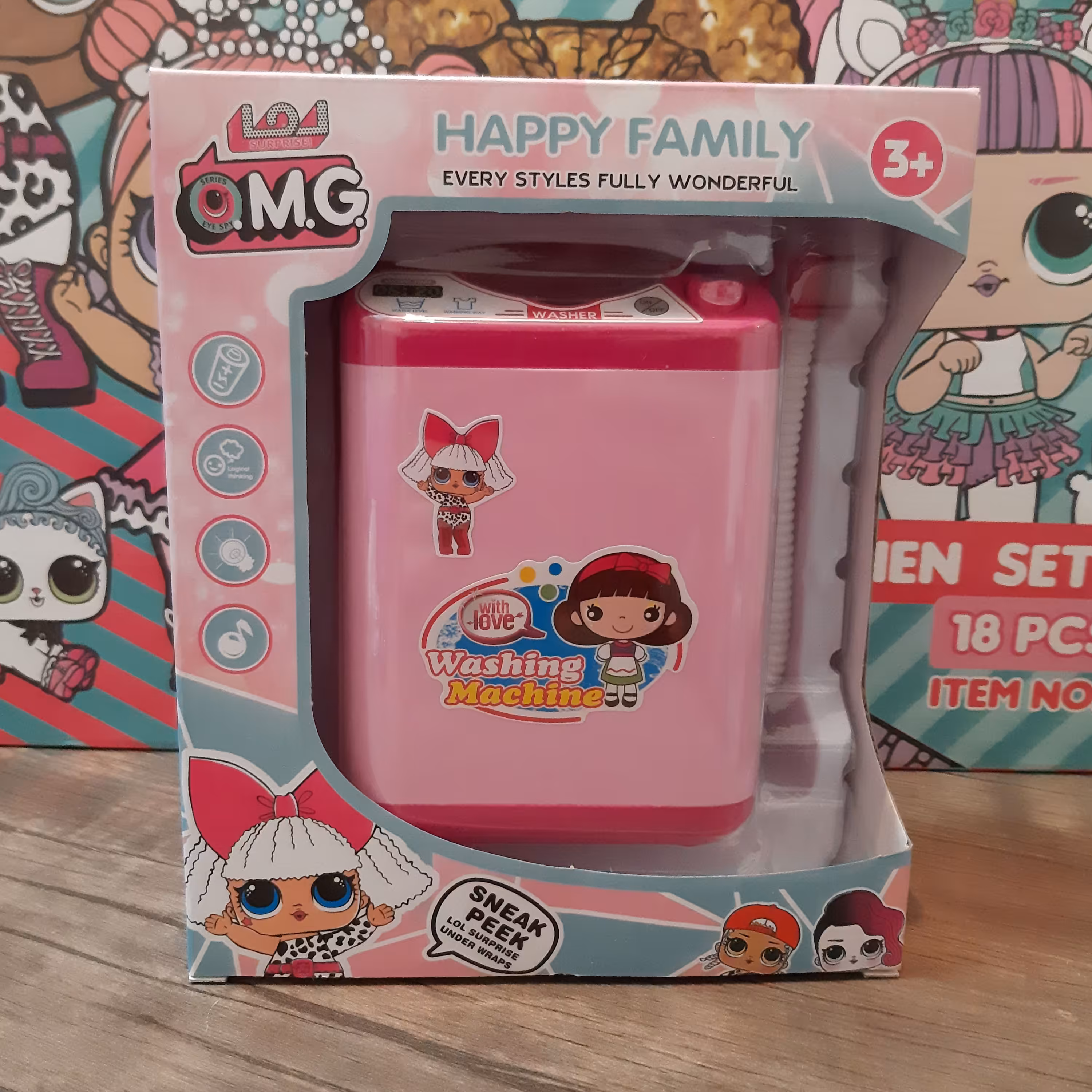 ماشین لباسشویی اسباب بازی (باطری خور) صورتی