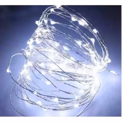 مجموعه 4 عددی ریسه LED مفتولی سفید مهتابی دو متری مدل باتری قلمی