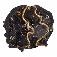 ساعت دیواری رزینی طرح ژئود سایز 60 رنگ مشکی طلایی