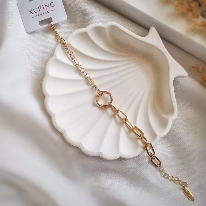 دستبند ژوپینگ حلقه طرح طلا  آبکاری آب طلا ضد حساسیت رنگ ثابت (حتما قبل از ثبت سفارش موجودی بگیرید)