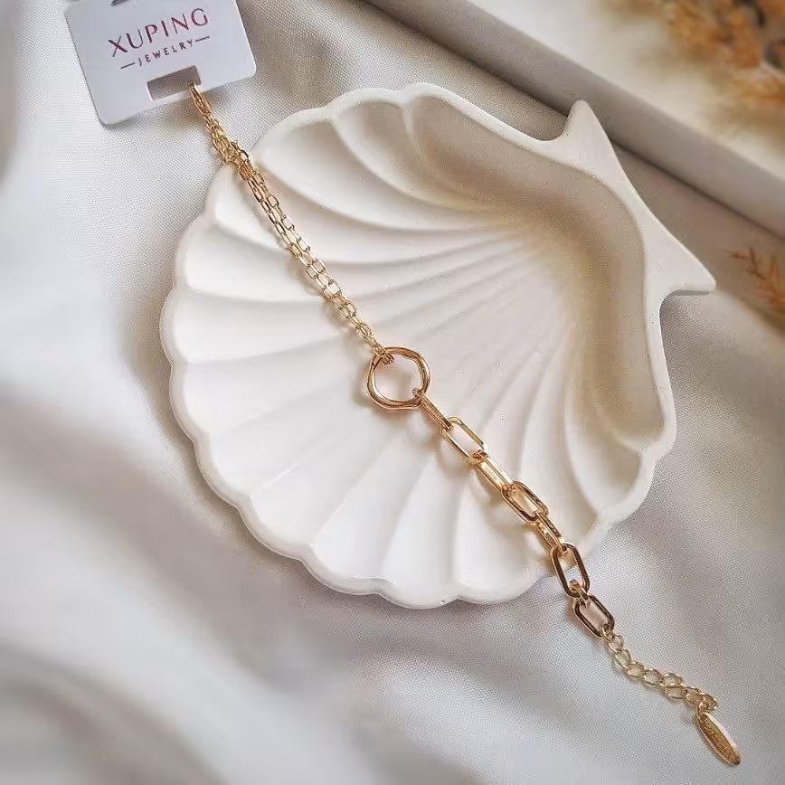 دستبند ژوپینگ حلقه طرح طلا  آبکاری آب طلا ضد حساسیت رنگ ثابت (حتما قبل از ثبت سفارش موجودی بگیرید)