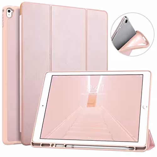 کیف چرمی آیپد (صورتی کمرنگ) Apple iPad Pro 12.9 2017 Smart Case
