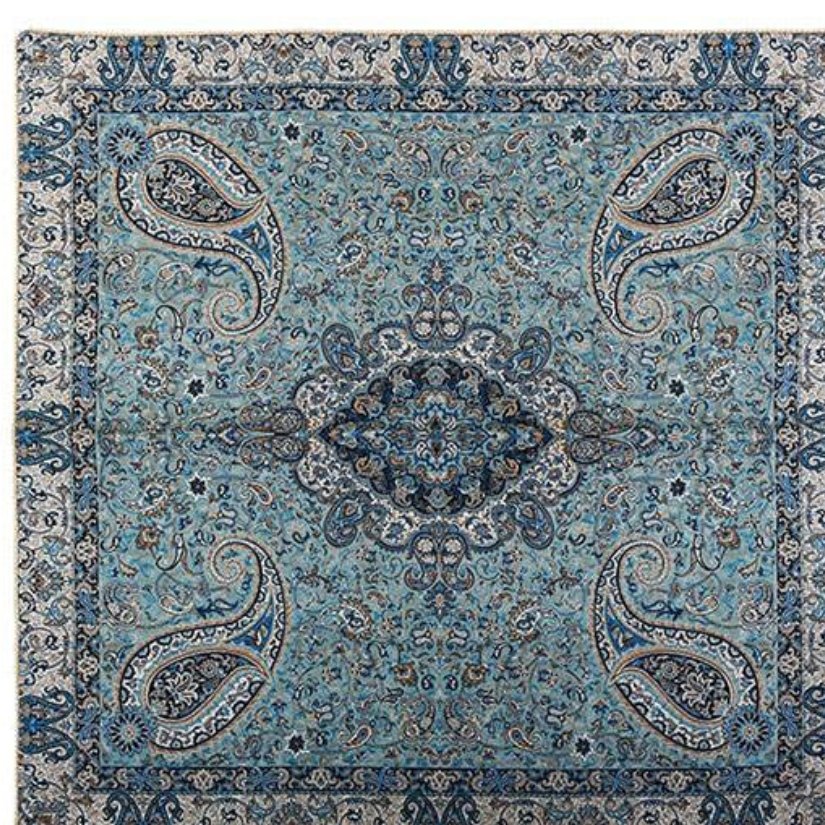 رومیزی یک دریک وزن 400 گرم رنگ سبز ترمه حسینی یک دریک طرح سالار تراکم بالاابریشم