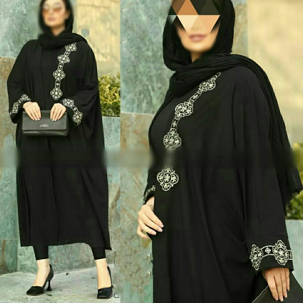 مانتو عبایی آستین گلدوزی الینا فری سایز 36 تا 60