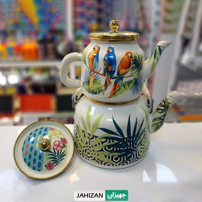 کتری و قوری لعابی لایت مدل Parrot