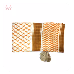 شال زنانه عربی قهوه ای سفید