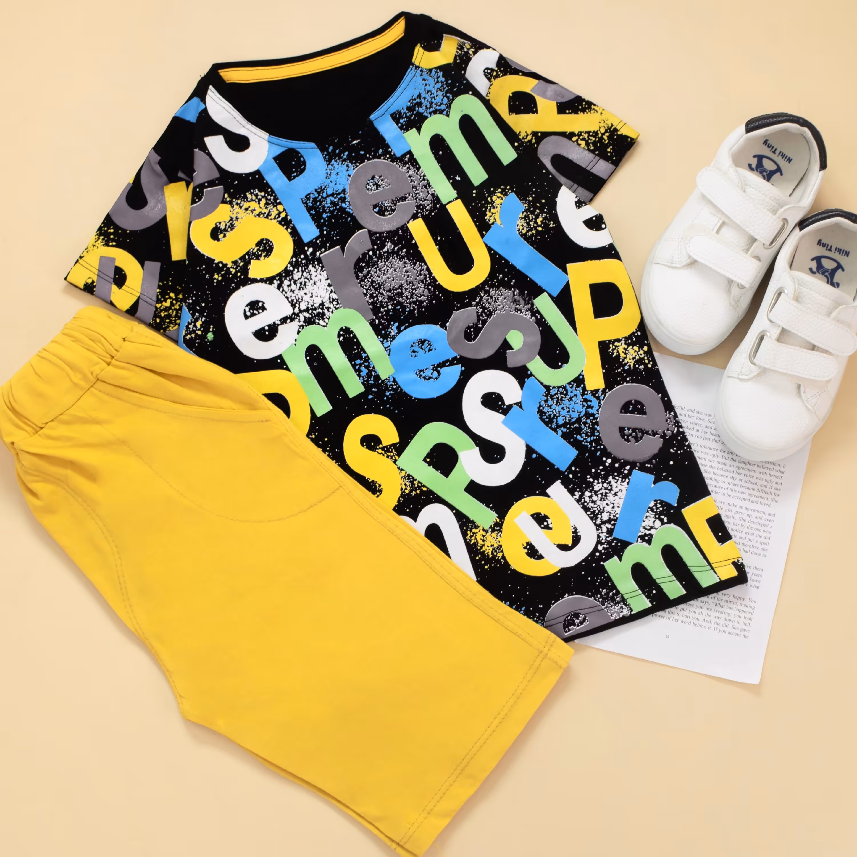 تیشرت وشلوارک  پسرانه حروف انگلیسی