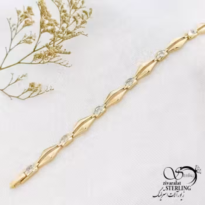 دستبند لوزی نگین دار طرح طلا مارک ژوپینگ کد 14365