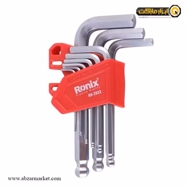 آچار آلن سر گرد رونیکس کارتی کوتاه 9 عددی مدل RH-2033