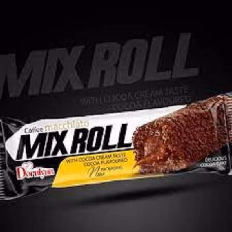 کیک روغنی با مغزی کرم کاکائو  میکس رول-بسته 12 عدد