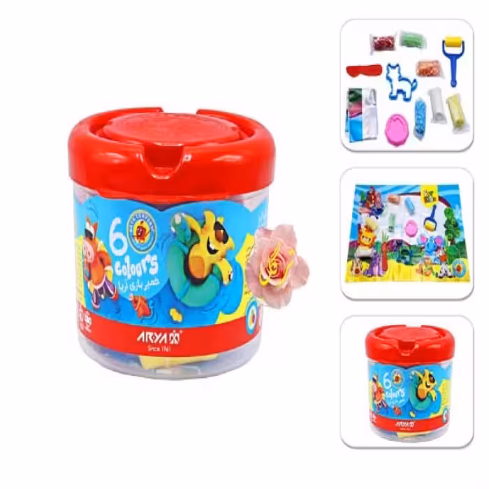 خمیر بازی 6 رنگ سطلی آریا