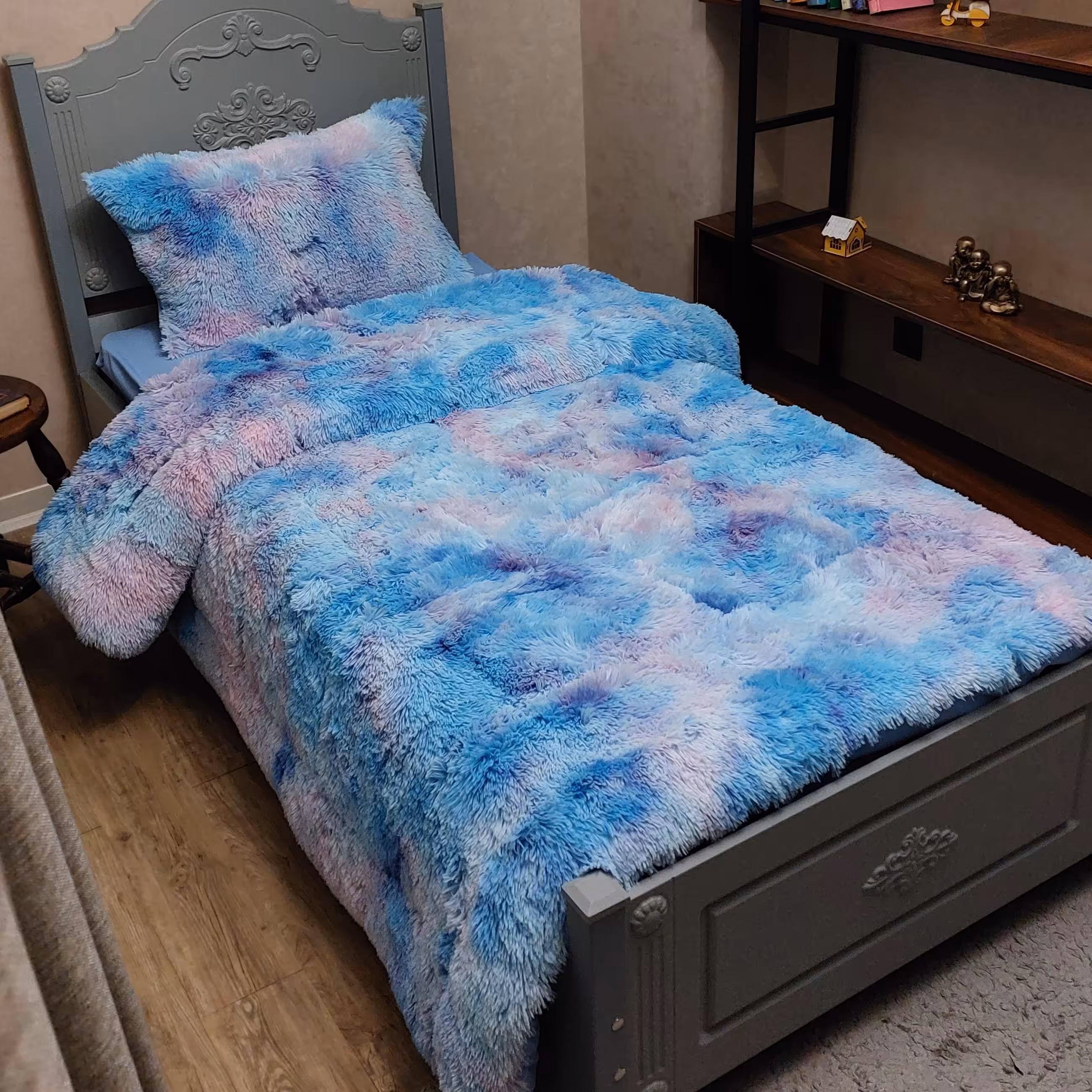 روتختی خزدار ابرنگی یک نفره6 تکه ترک