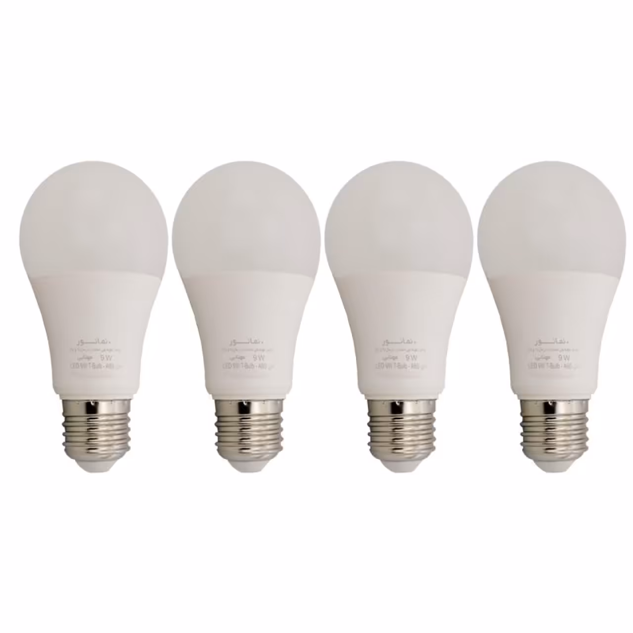لامپ ال ای دی 9 وات نمانور مدل A60 پایه E27 بسته 4 عددی