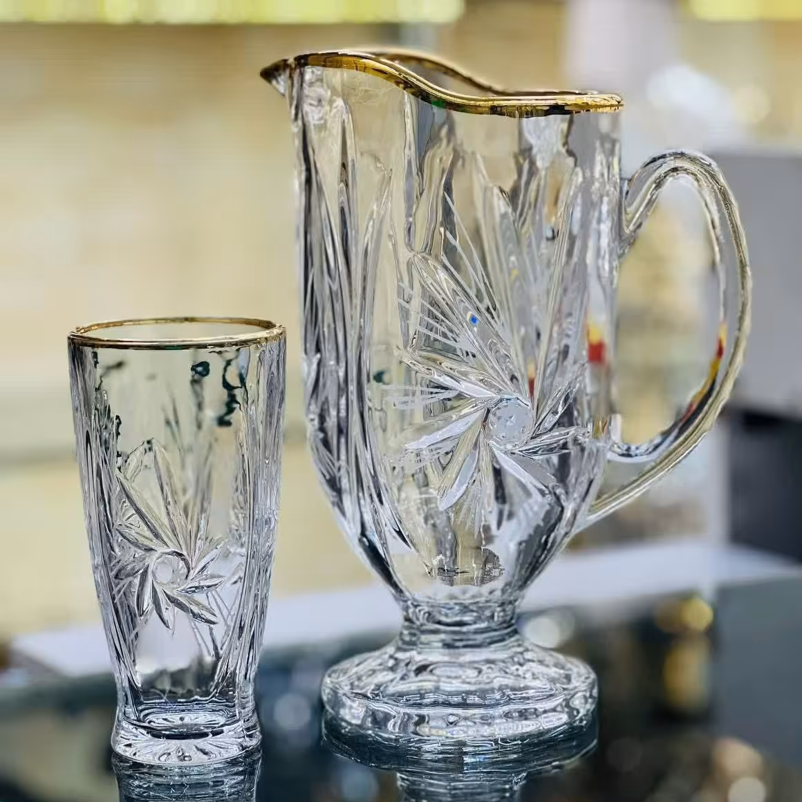 پارچ لیوان لب طلای 12عیار هلندی