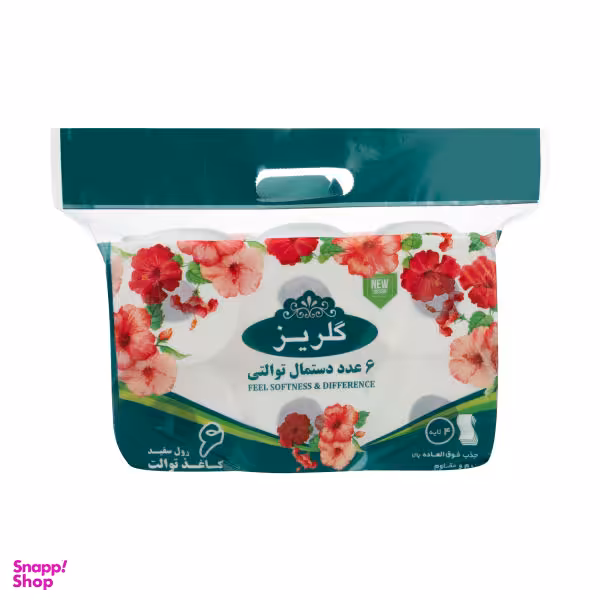 دستمال توالت گلریز مدل سفید بسته 6 عددی