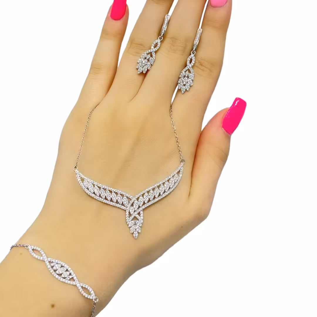 نیم ست نقره عیار 925 ترک عینا طلا 