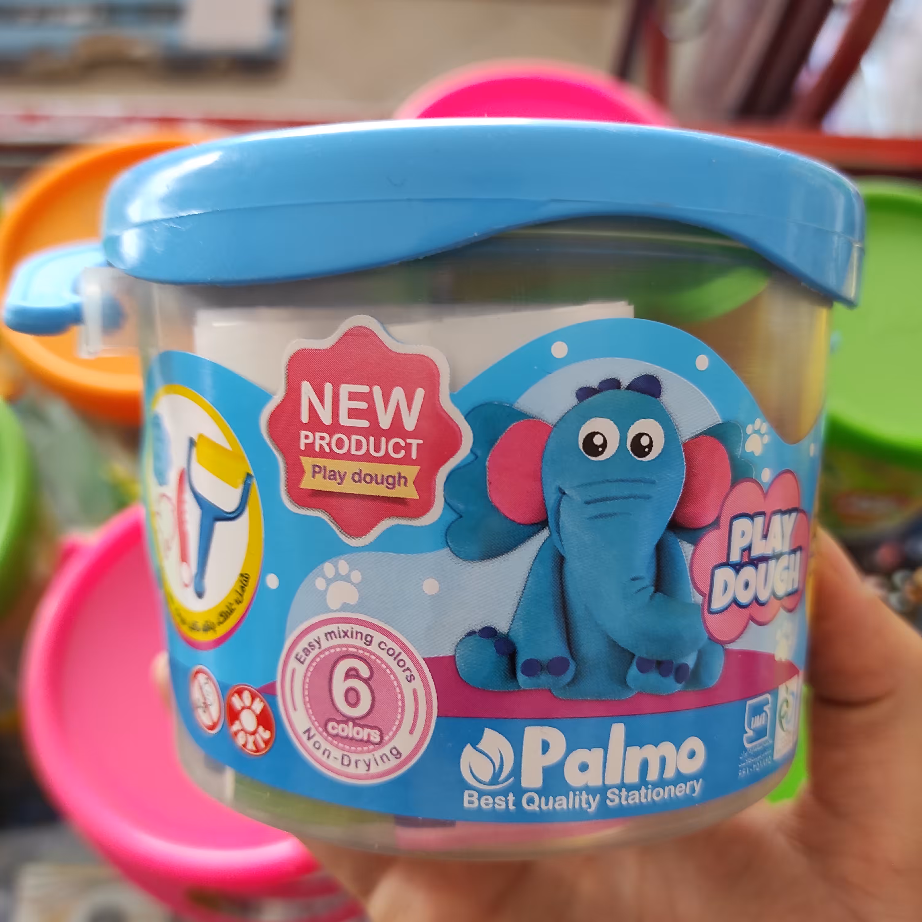 خمیر بازی 6 رنگ پالمو (سطلی همراه با ابزار)