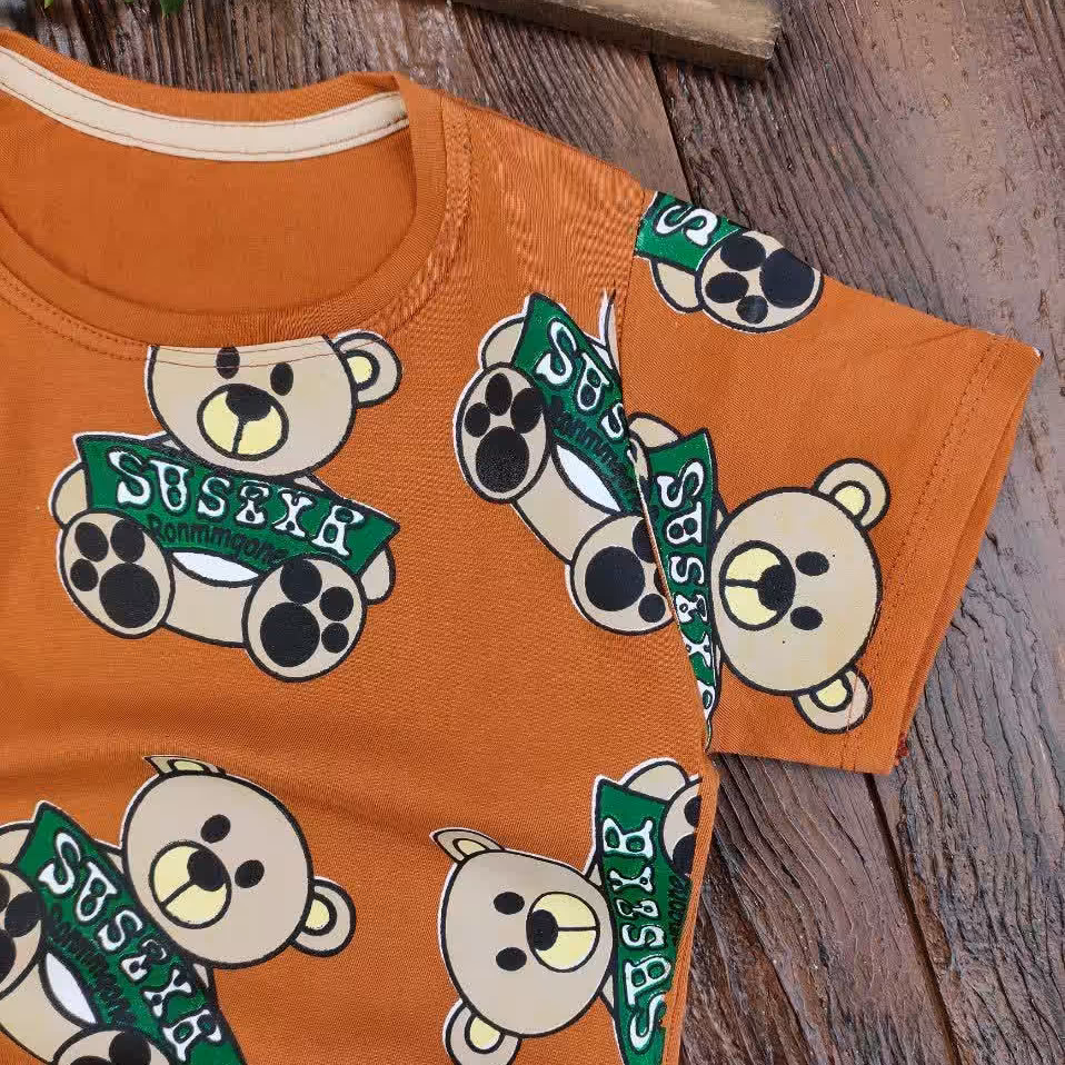 تیشرت و شلوارک پسرانه خرس قهوه ای 2