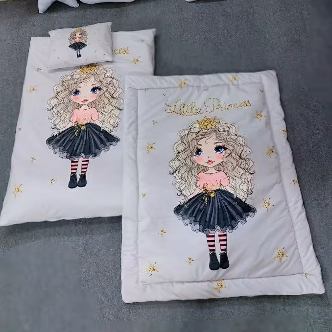 ست دمه دستی سایز 3 شامل تشک، بالشت و پتو، پر شده از الیاف مرغوب و الیاف پتو ضد حساسیت