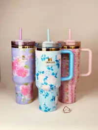 ماگ گلدار دسته دار استنلی تامبلر مدل QUENCHER H2O TUMBLER