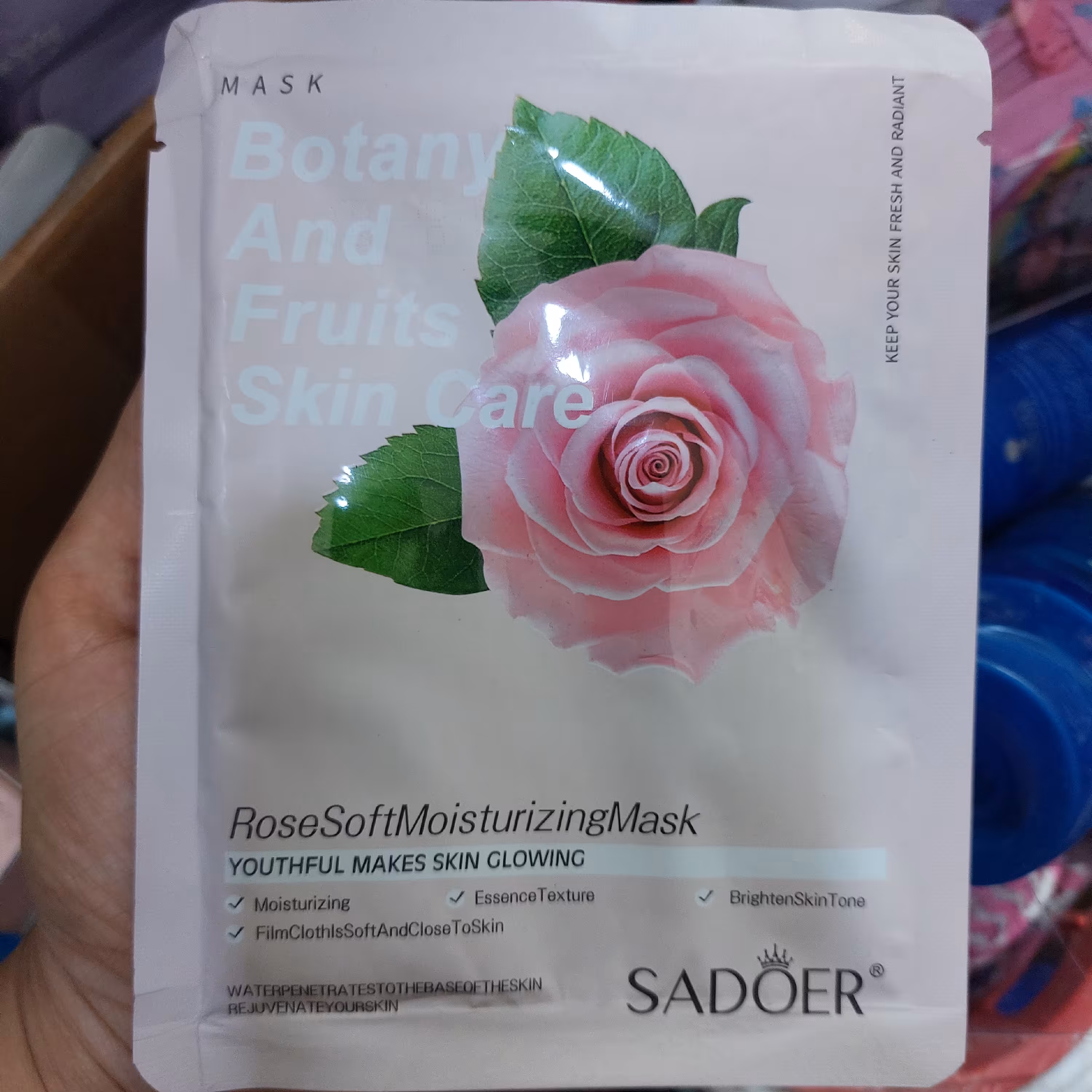 ماسک ورقه ای گل سرخ سادور  ماسک صورت ورقه ای25گرم آرایشی تاج افشار 