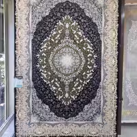 فرش پاتریس 1200شانه گل برجسته طرح کارون مشکی 6متری