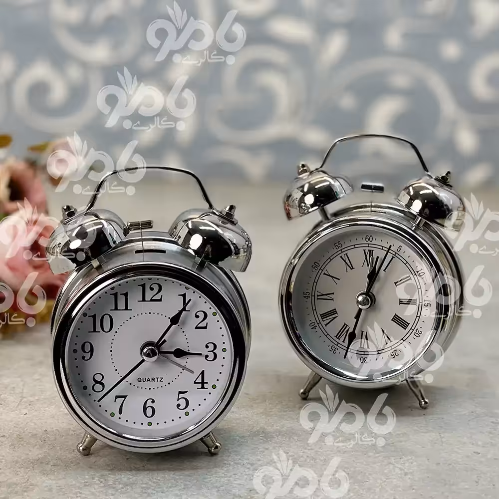 ساعت رومیزی قطر7سانت گرد ساده سیلور
