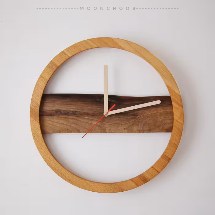 ساعت دیواری چوب راش و گردو