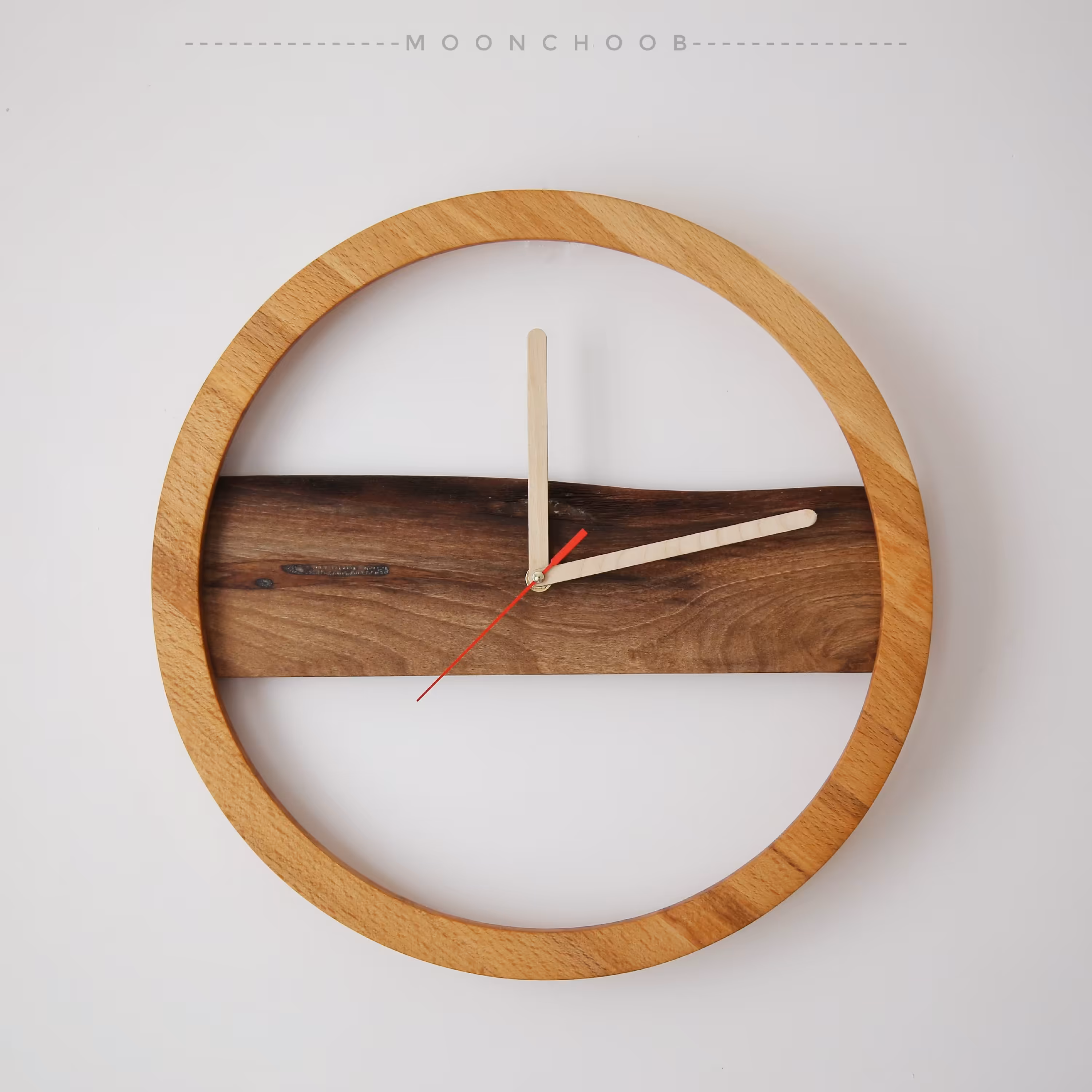 ساعت دیواری چوب راش و گردو