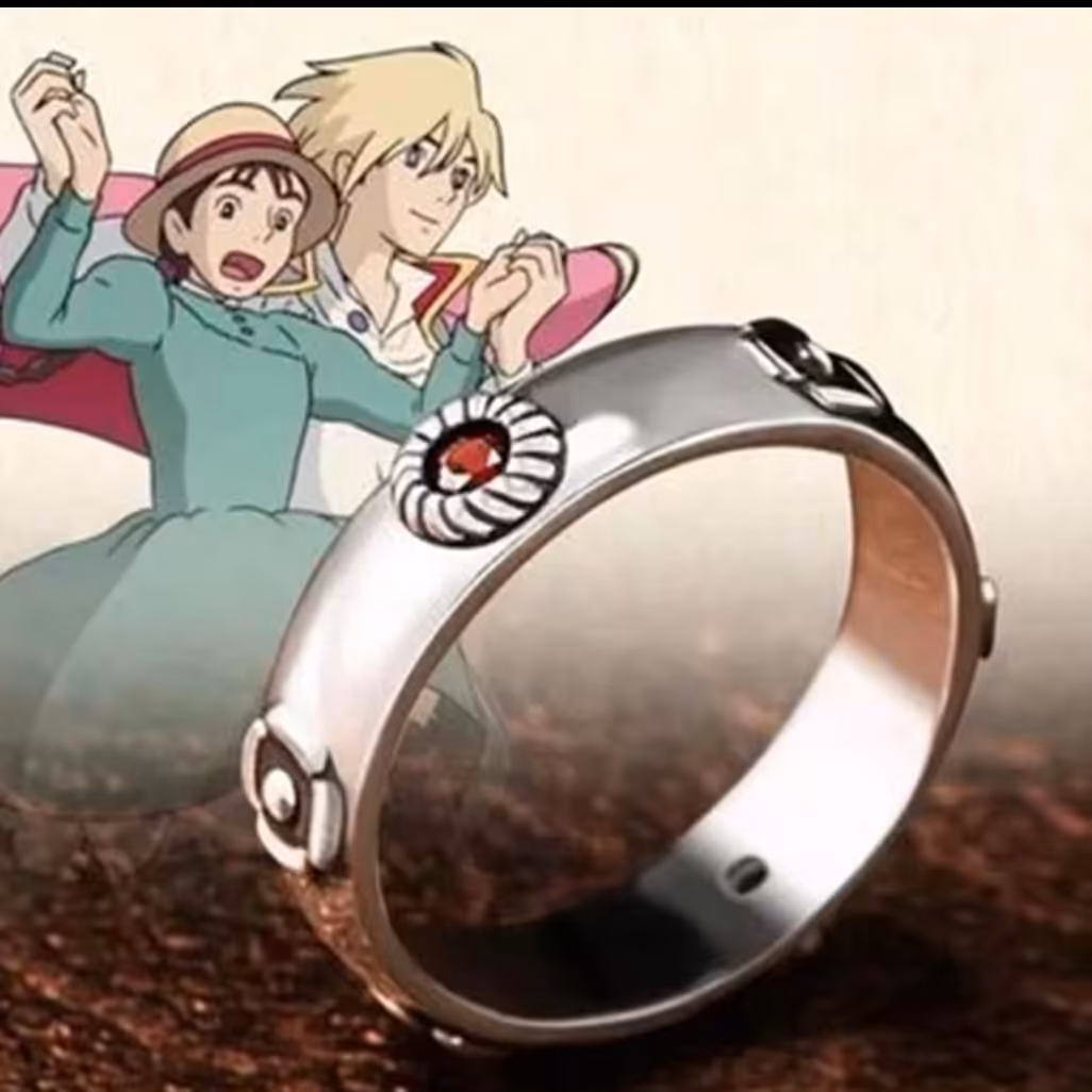 انگشتر  انیمه  قلعه متحرک هاول رنگ قرمز  howls moving castle ring anime 