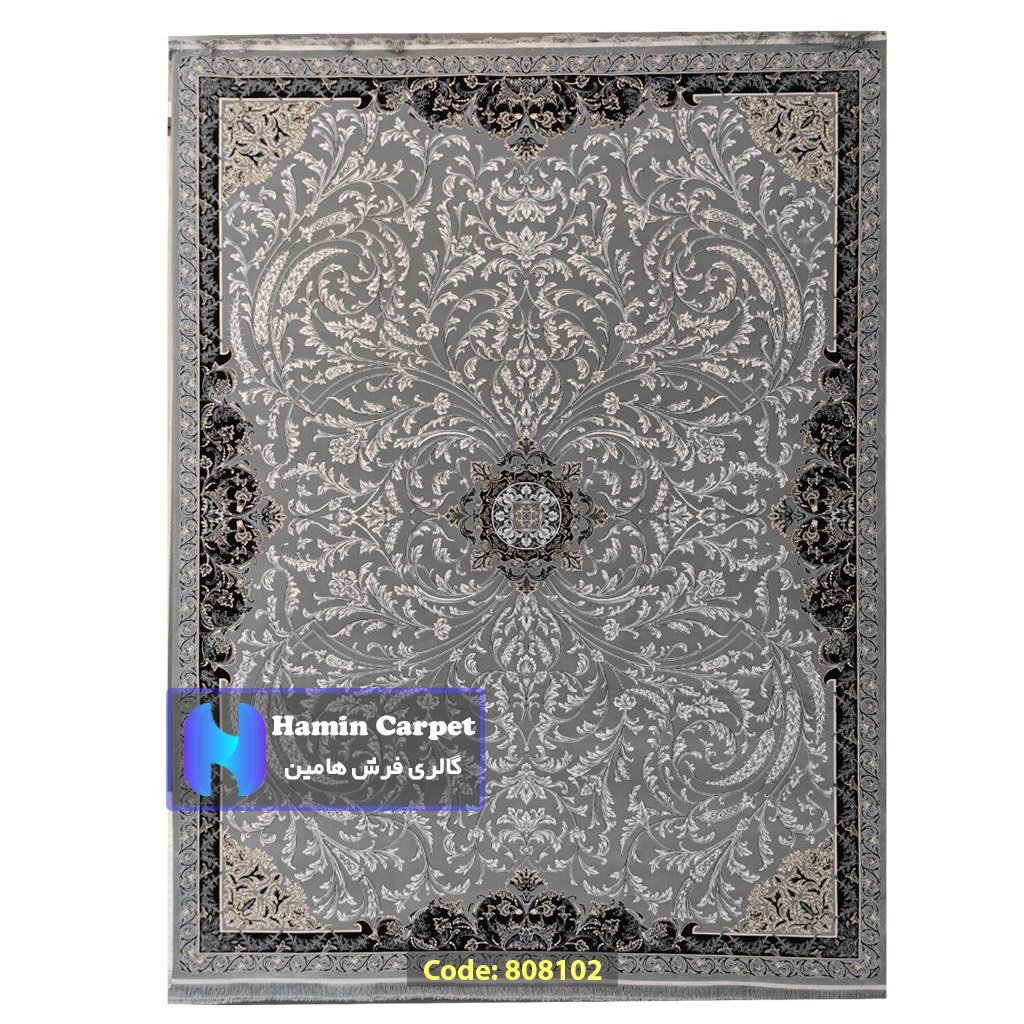فرش 4 متری 700شانه تراکم 2550 نخ آکلریک رنگ زمینه متالیک کد AR808102