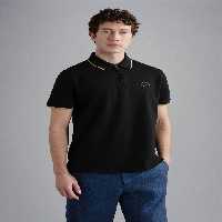 تی شرت یقه پولو مشکی مردانه دکمه پنبه آستین کوتاه سیاه چوگان 011 Paul Shark Paul&amp;Shark