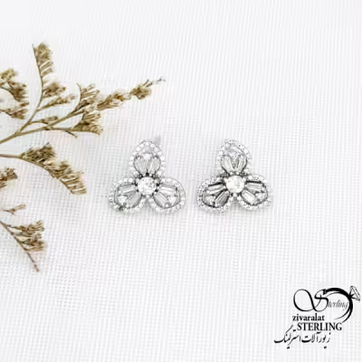 گوشواره گل با نقره ایتالیا کد 15051