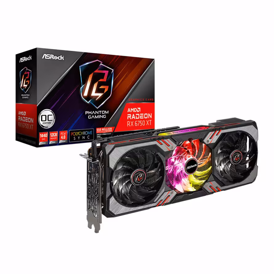 کارت گرافیک ازراک Radeon RX 6750 XT Phantom Gaming D 12GB OC