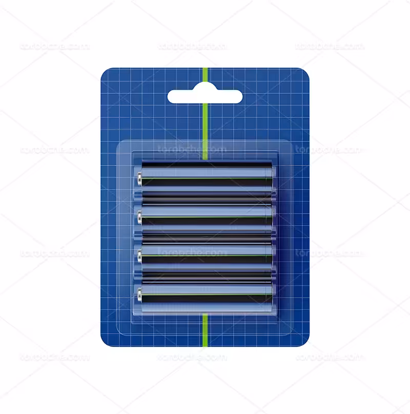 موکاپ PSD بسته بندی باطری | گرافیک با طعم تربچه