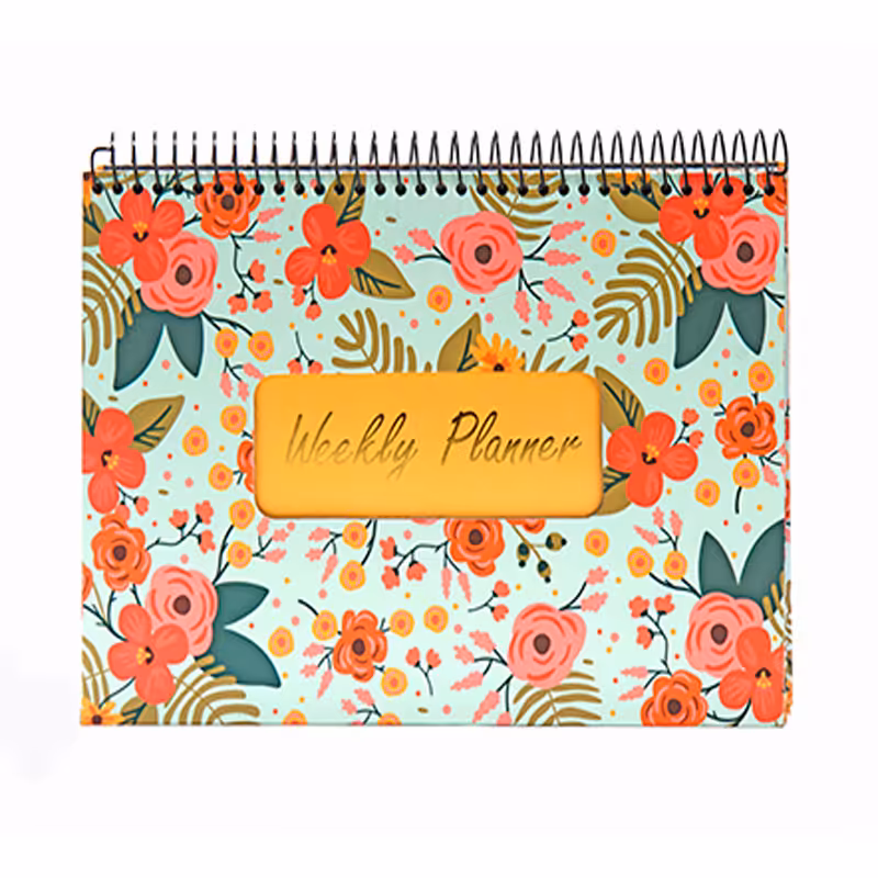 دفتر پلنر هفتگی ایمان طرح گل قرمز