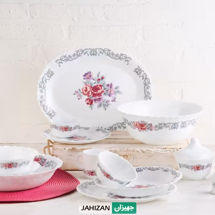 سرویس غذاخوری 28پارچه پارس اپال مدل نلی صورتی کد180p