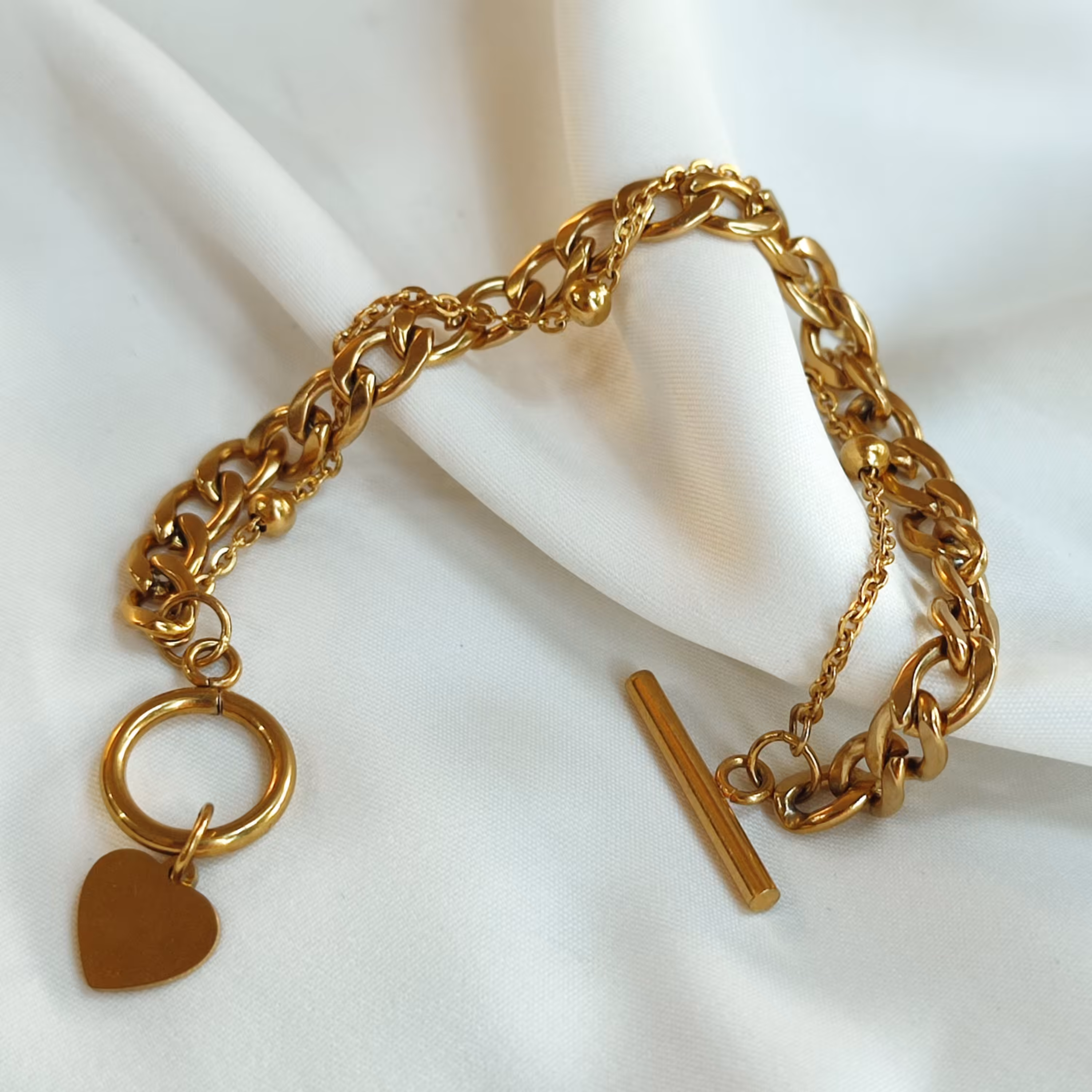 دستبند کارتیر دورج  طلایی استیل فری سایز 