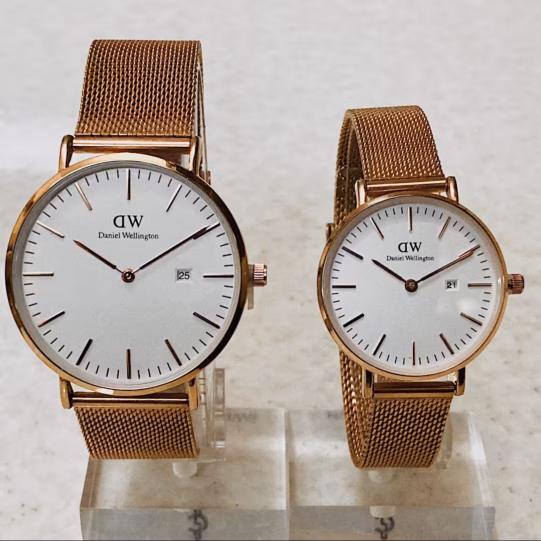 ست ساعت زوجی کلاسیک برند محبوب DW بند حصیری 