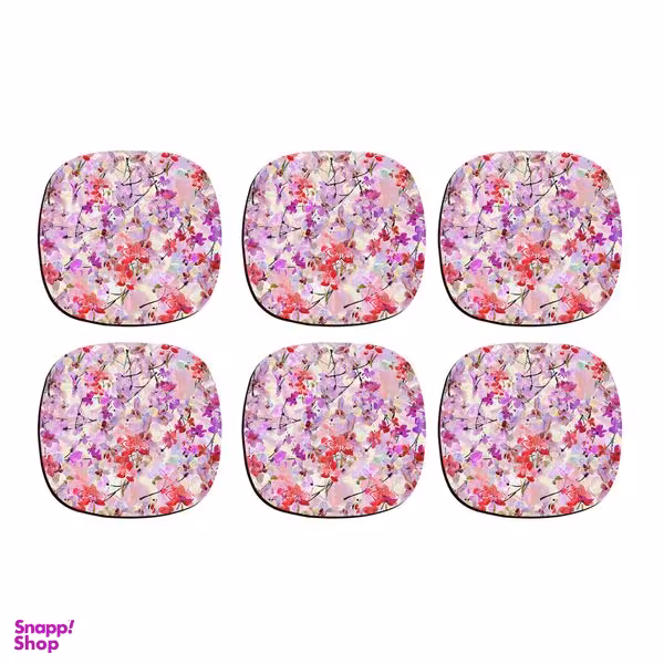 زیر لیوانی ترمه طراحان ایده مدل بافت گل های بنفش کد cfp045 بسته شش عددی