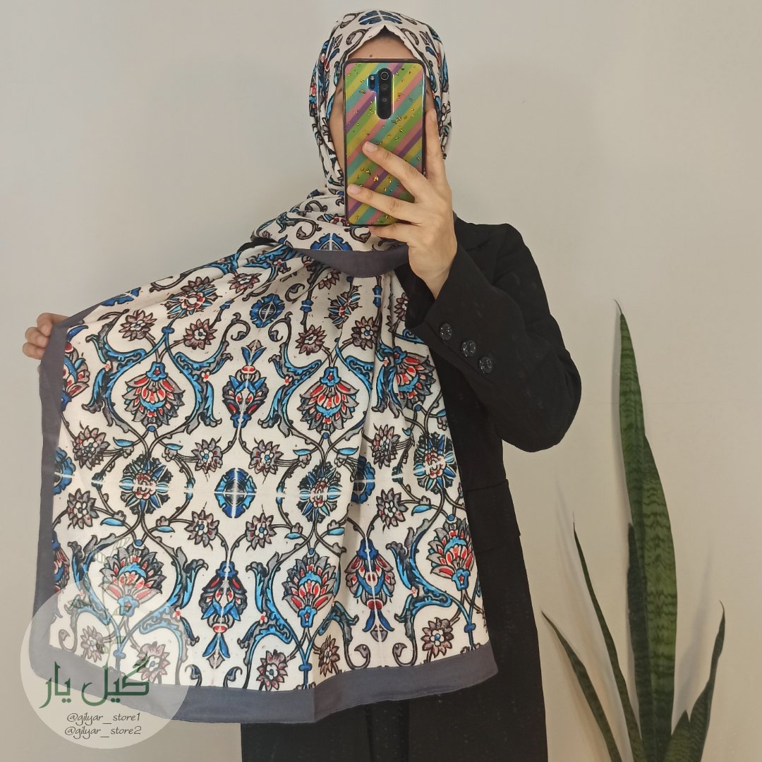 شال موهر پاییزه آبی گلدار سنتی (قواره 2×80 ، بسیار با کیفیت)