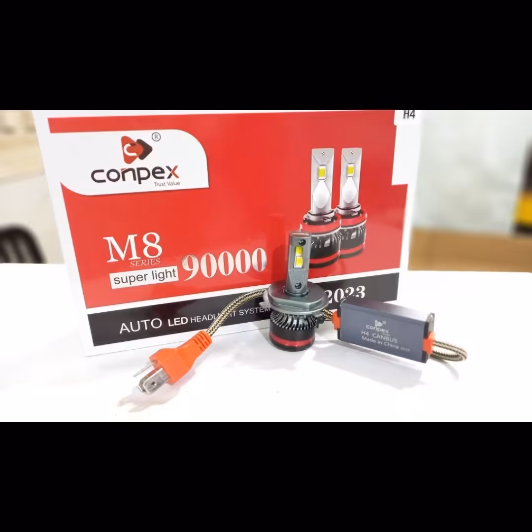 هدلایت M8 super light کانپکس H4  conpexپک اصلی اورجینال دو کنتاک سه فیش سه خار 