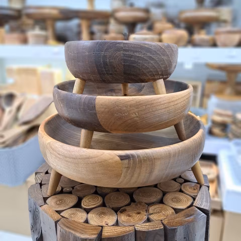 کاسه چوبی سه پایه قطر 15 چوب گردو